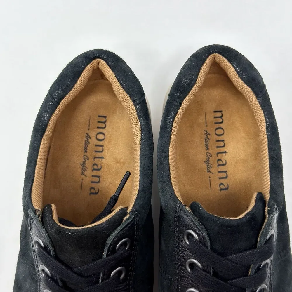 Montana Artisan Crafted Black Leather Comfort Sneakers Women’s 7M Style 4015522